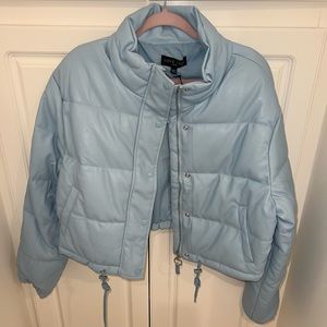 Love Tree - Leather Puffer - Powder Blue - Large - NWT